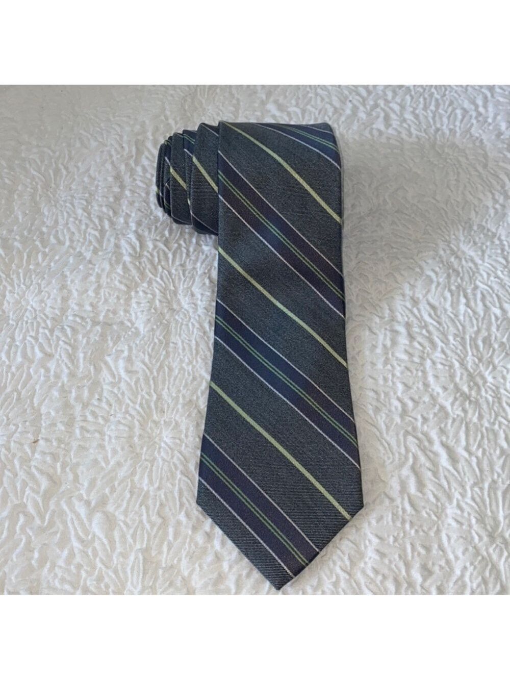 DKNY Diagonal Striped Silk Necktie